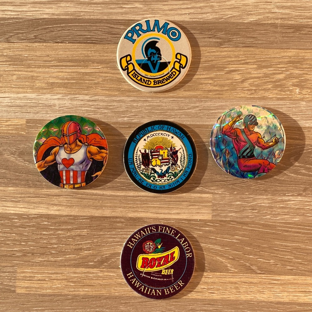 Primo beer Hawaiian 90s pogs milk caps  vintage Nostalgia